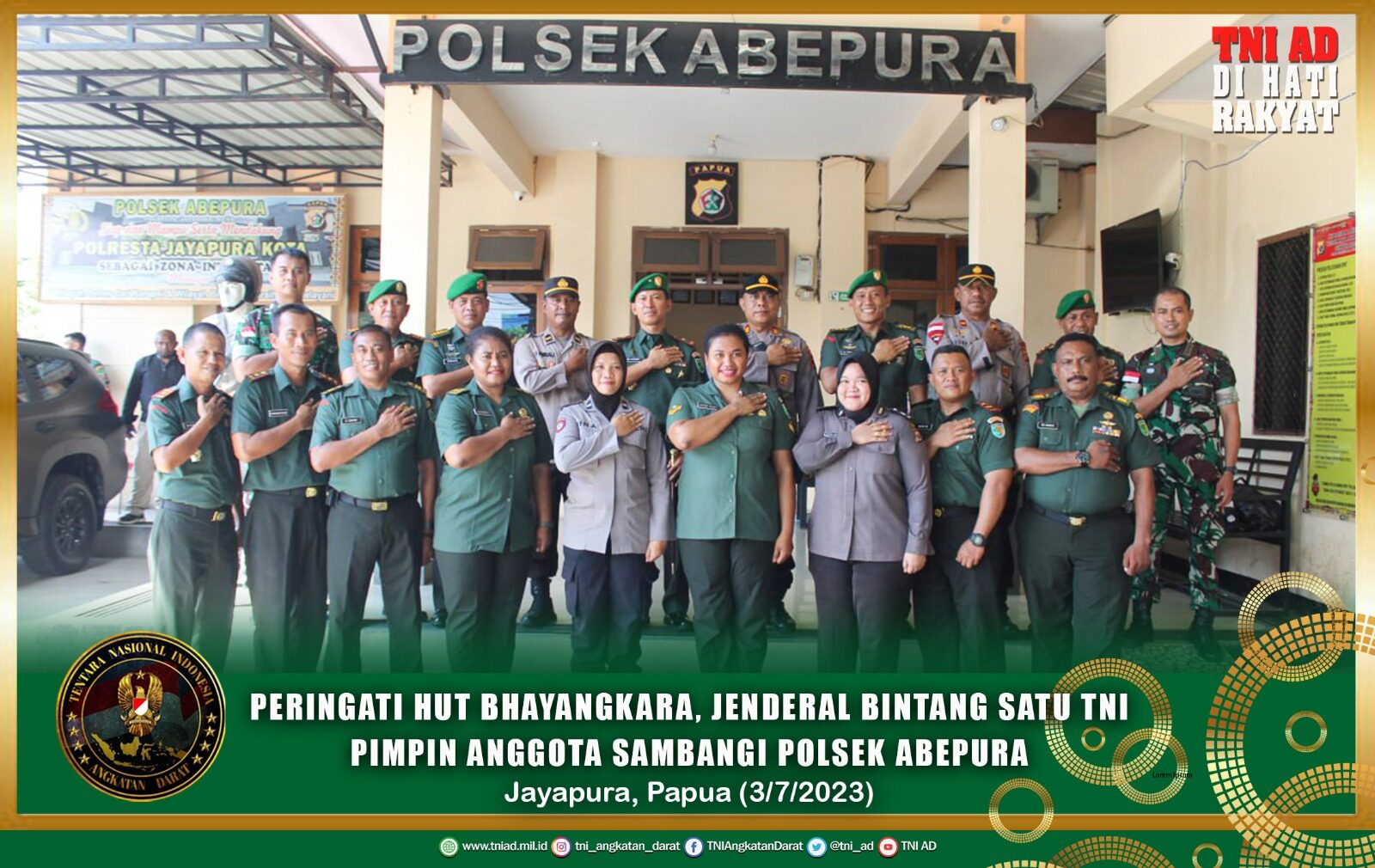 Peringati HUT Bhayangkara, Jenderal Bintang Satu TNI Pimpin Anggota Sambangi Polsek Abepura