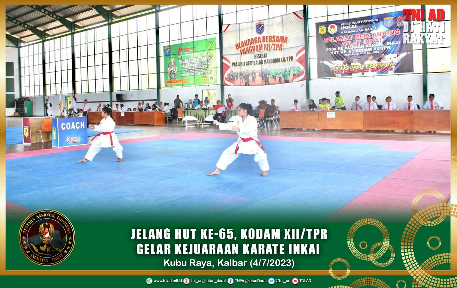 Jelang HUT ke-65, Kodam XII/Tpr Gelar Kejuaraan Karate INKAI