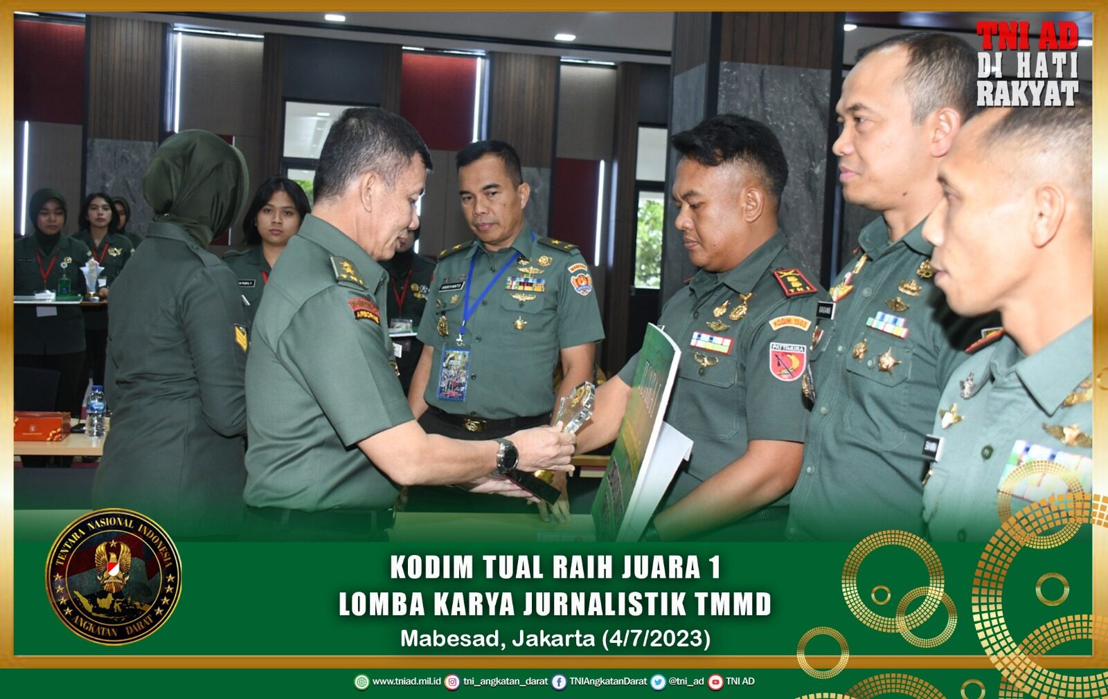 Kodim Tual Raih Juara 1 Lomba Karya Jurnalistik TMMD