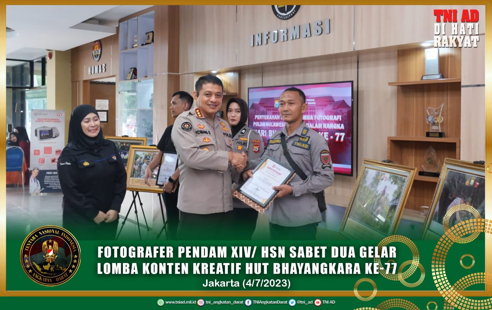 Fotografer Pendam XIV/Hsn Sabet Dua Gelar Lomba Konten Kreatif HUT Bhayangkara ke-77