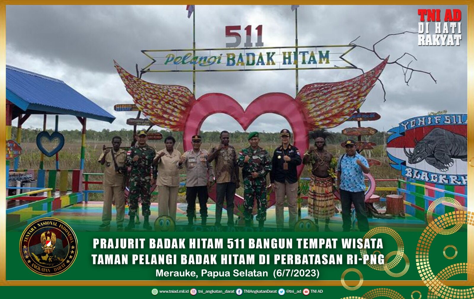 Wisata Baru, Prajurit Badak Hitam 511 Bangun Tempat Wisata Taman Pelangi Badak Hitam Di Perbatasan RI-PNG