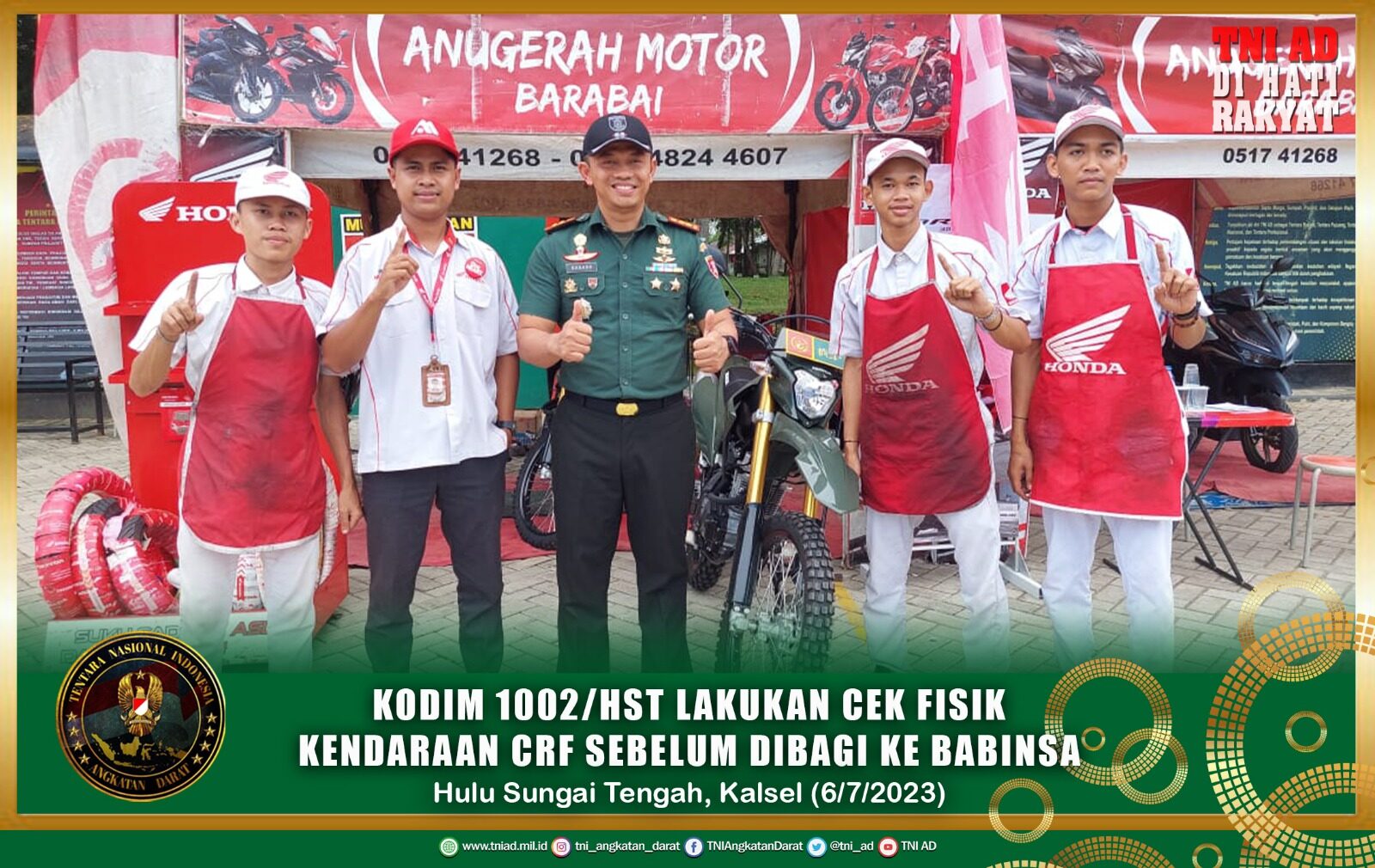 Kodim 1002/HST Lakukan Cek Fisik Kendaraan CRF Sebelum Dibagi Ke Babinsa