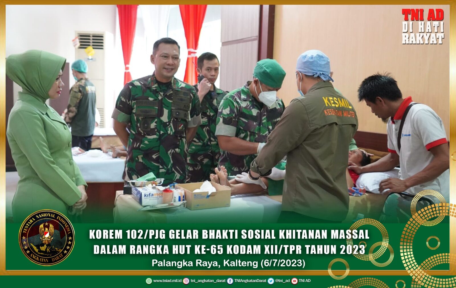 Korem 102/Pjg Gelar Bhakti Sosial Khitanan Massal dalam Rangka HUT KE-65 Kodam XII/Tpr Tahun 2023