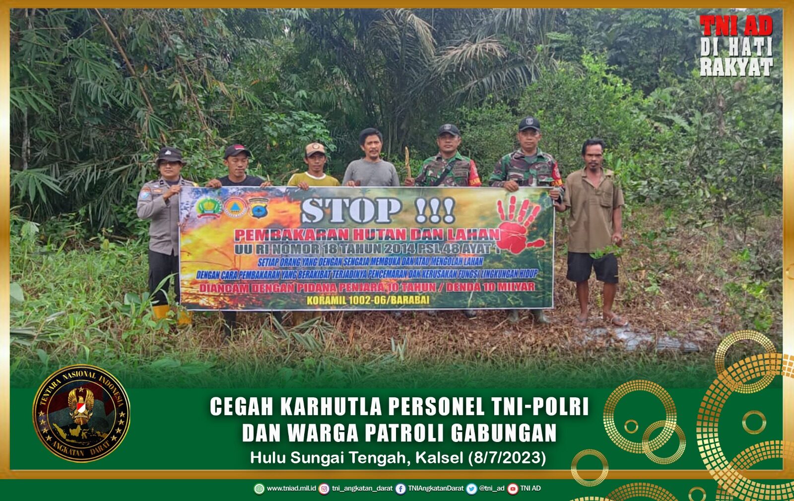 Cegah Karhutla Personel TNI-Polri dan Warga Patroli Gabungan