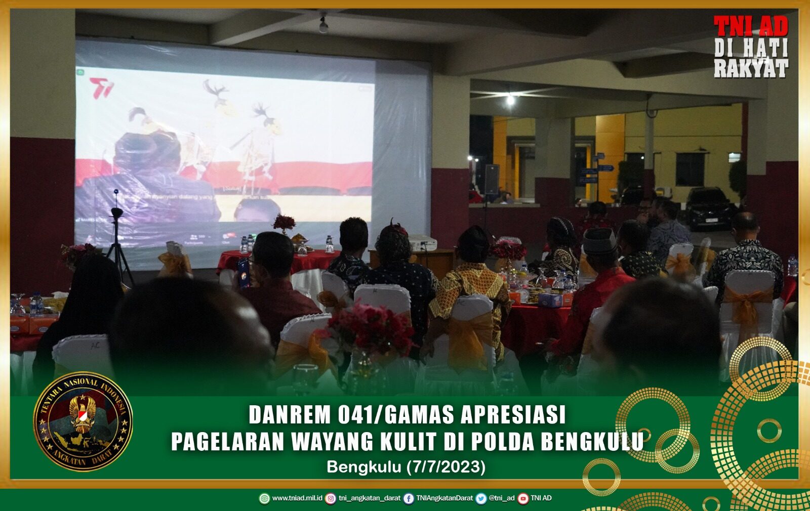 Danrem 041/Gamas Apresiasi Pagelaran Wayang Kulit di Polda Bengkulu