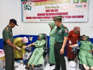 Sambut HUT KE-65 Kodam VI Mlw, Kodim 1002/HST Dan Yonif 621/Mtg Sumbang 102 Kantong Darah