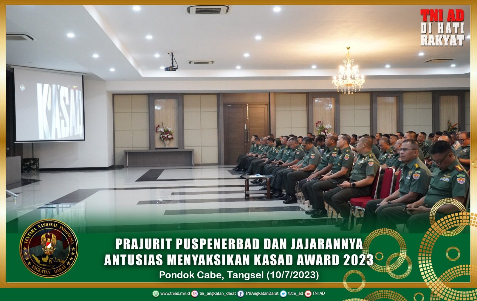 Prajurit Puspenerbad dan Jajarannya Antusias Menyaksikan Kasad Award 2023