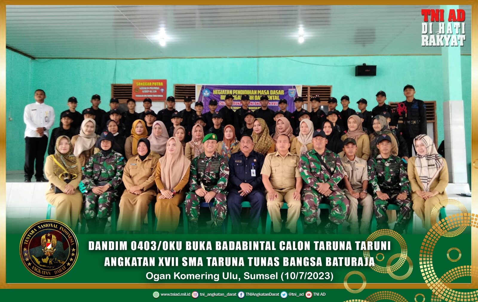 Dandim 0403/Oku Buka Badabintal Calon Taruna Taruni Angkatan XVII SMA Taruna Tunas Bangsa Baturaja