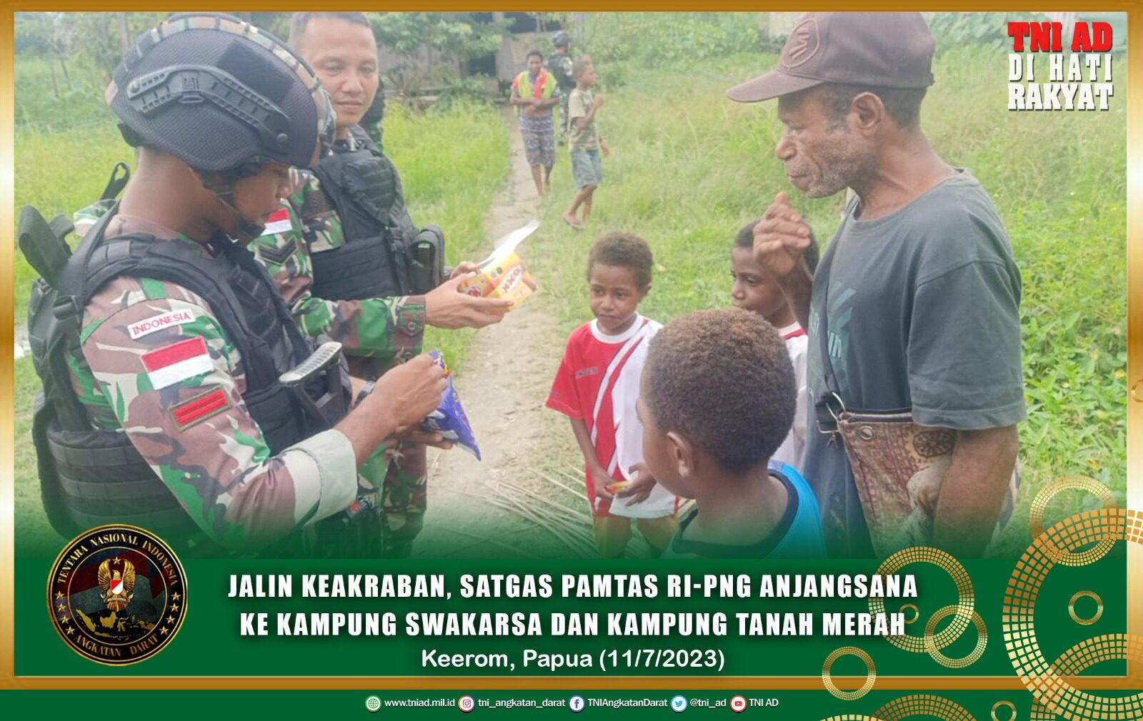 Jalin Keakraban, Satgas Pamtas RI-PNG Anjangsana Ke Kampung Swakarsa dan Kampung Tanah Merah