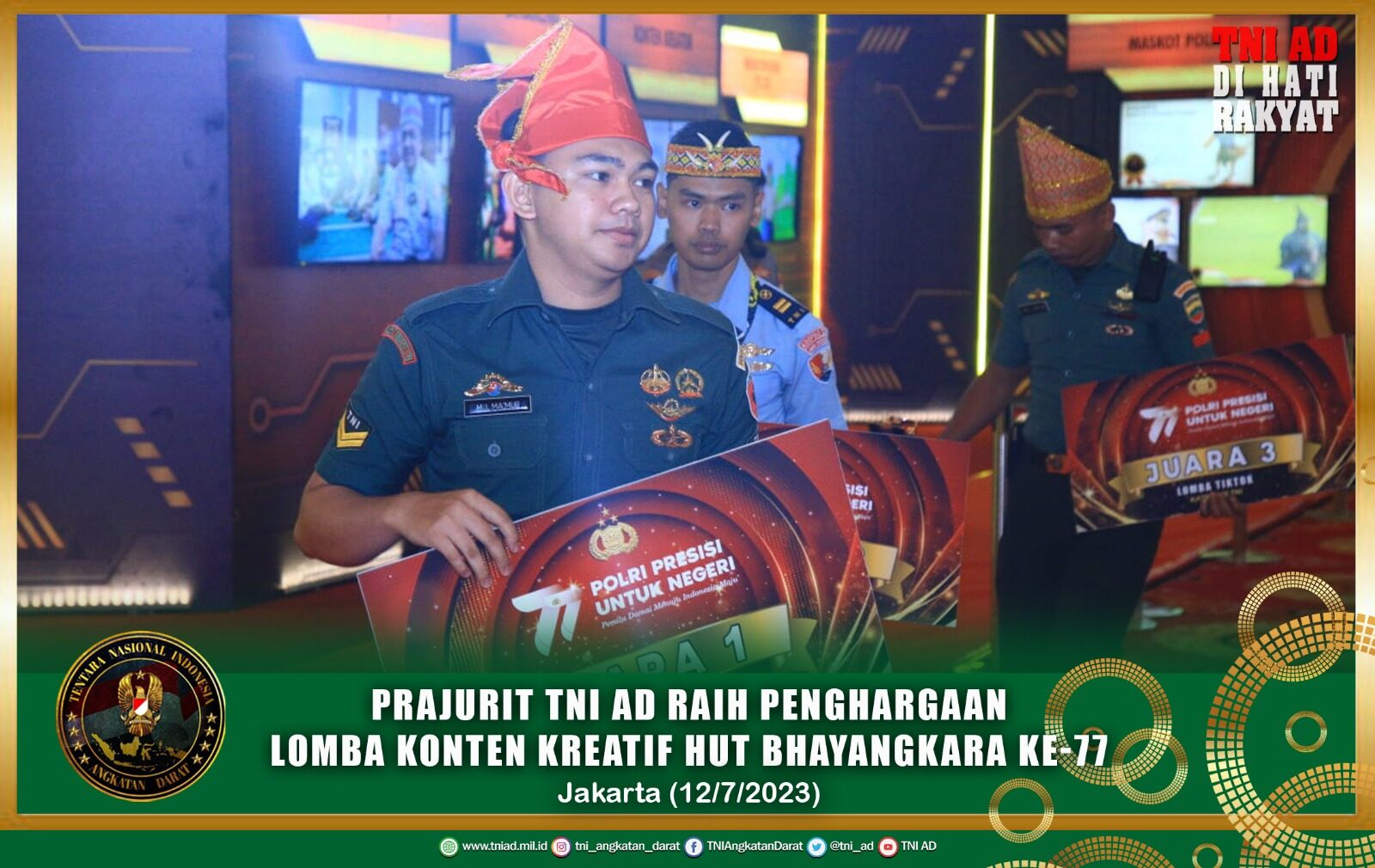 Prajurit TNI AD Raih Penghargaan Lomba Konten Kreatif HUT Bhayangkara ke-77