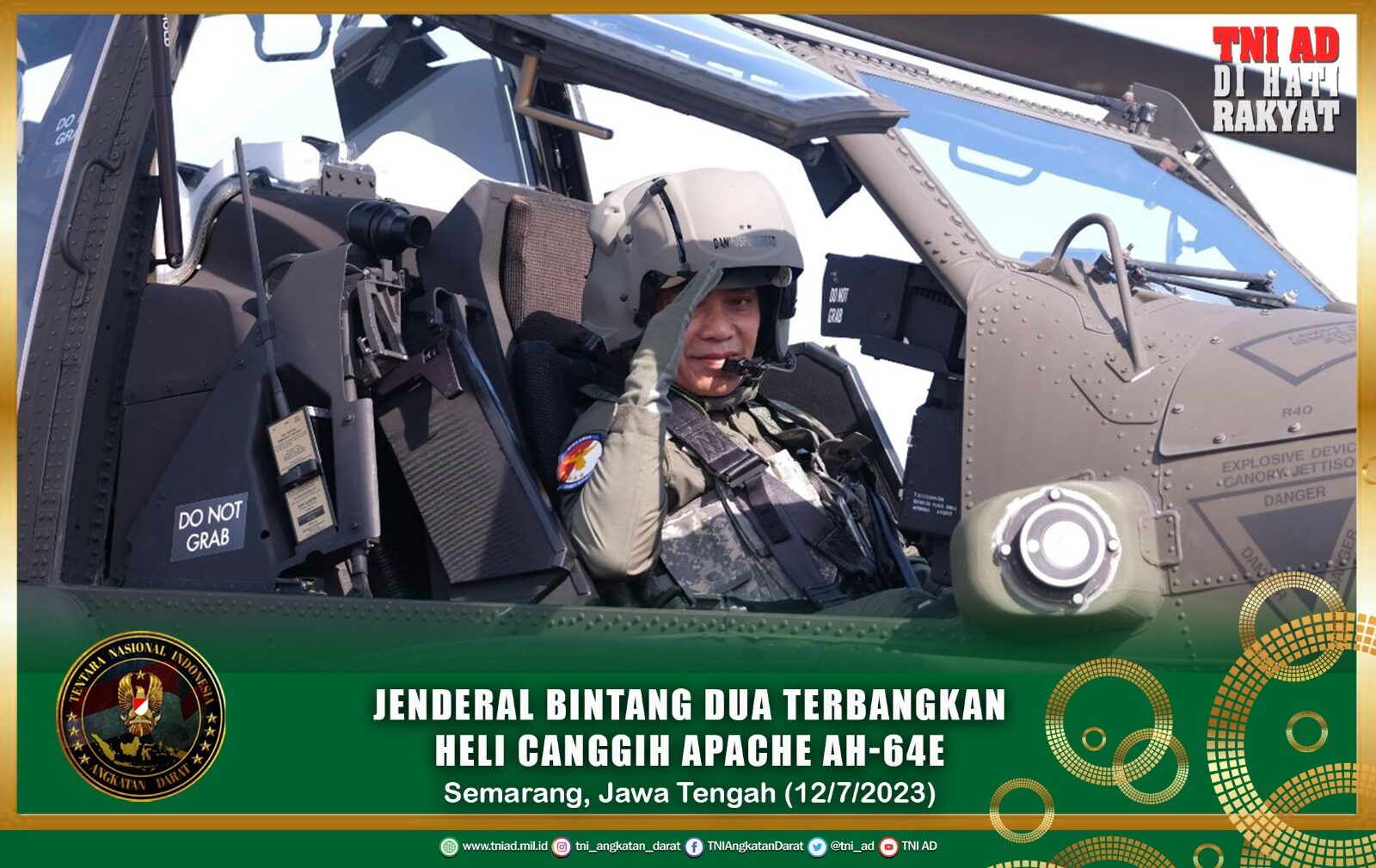 Jenderal Bintang Dua Terbangkan Heli Canggih Apache AH-64E