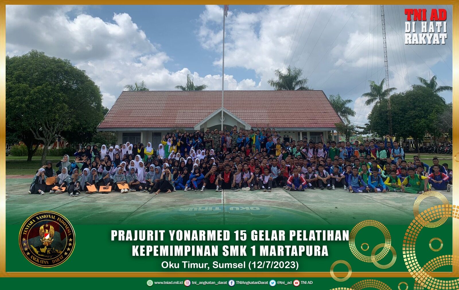 Prajurit Yonarmed 15 Gelar Pelatihan Kepemimpinan SMK 1 Martapura