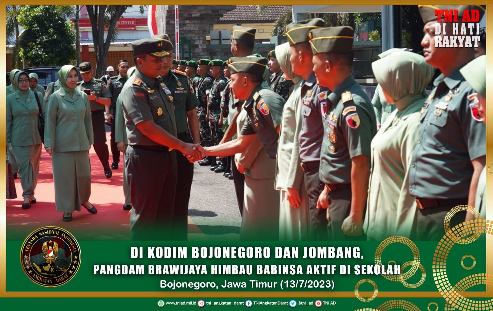 Di Kodim Bojonegoro dan Jombang, Pangdam Brawijaya Himbau Babinsa Aktif di Sekolah