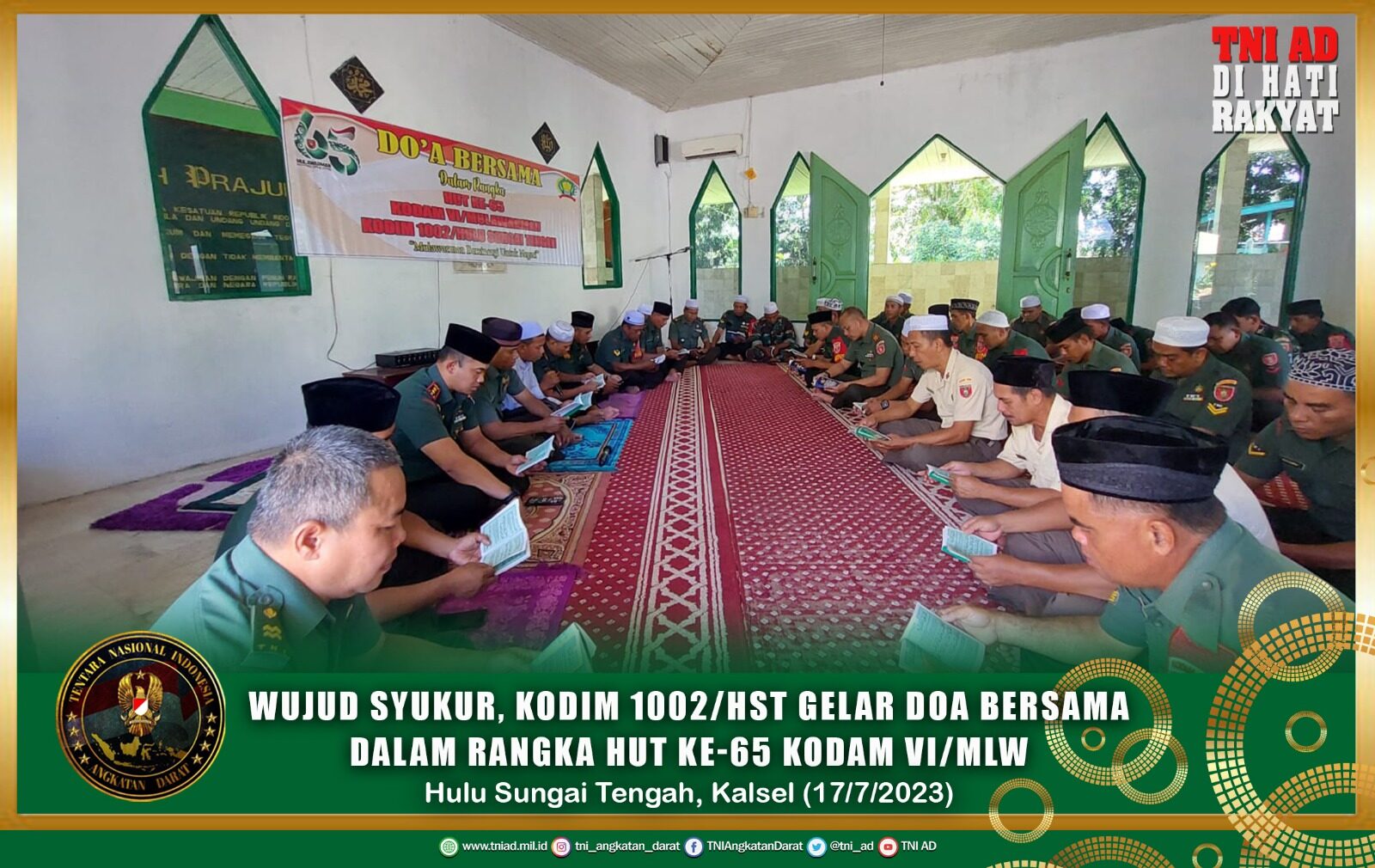 Wujud Syukur, Kodim 1002/HST Gelar Doa Bersama Dalam Rangka HUT Ke-65 Kodam VI/MLW