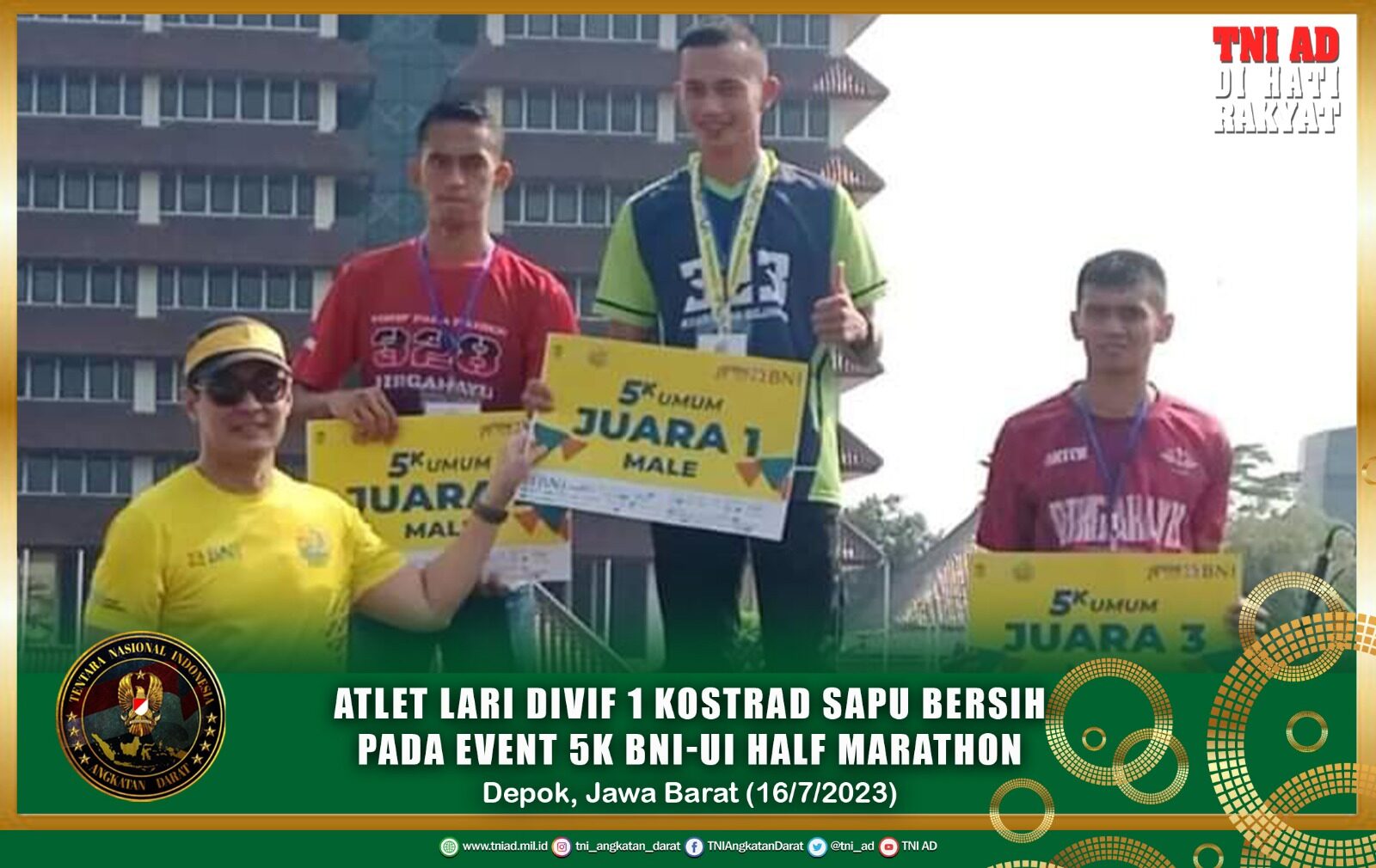 Atlet Lari Divif 1 Kostrad Sapu Bersih Pada Event 5K BNI-UI Half Marathon