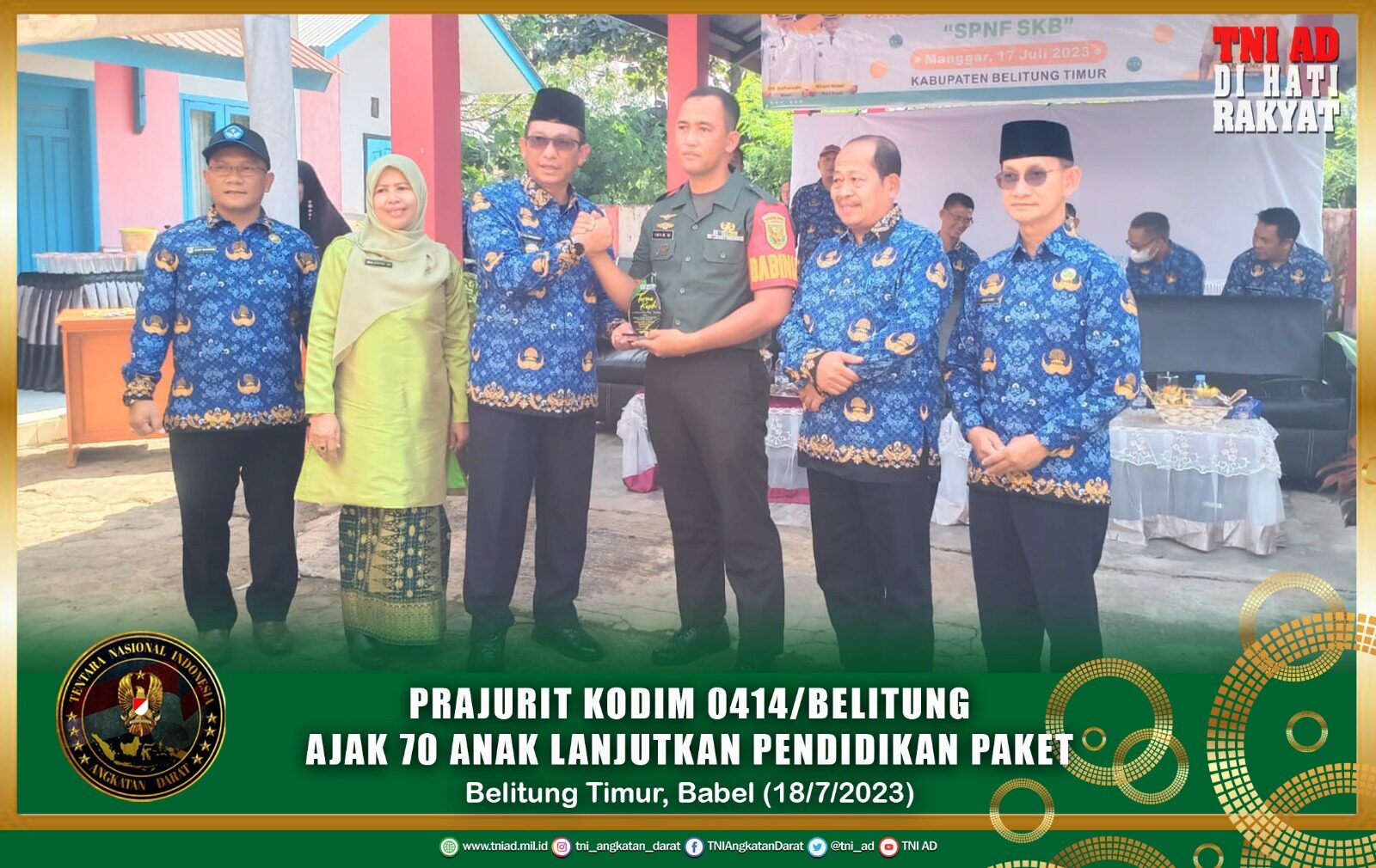 Prajurit Kodim 0414/Belitung Ajak 70 Anak Lanjutkan Pendidikan Paket