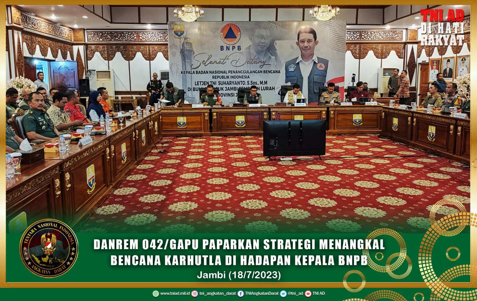 Danrem 042/Gapu Paparkan Strategi Menangkal Bencana Karhutla di Hadapan Kepala BNPB