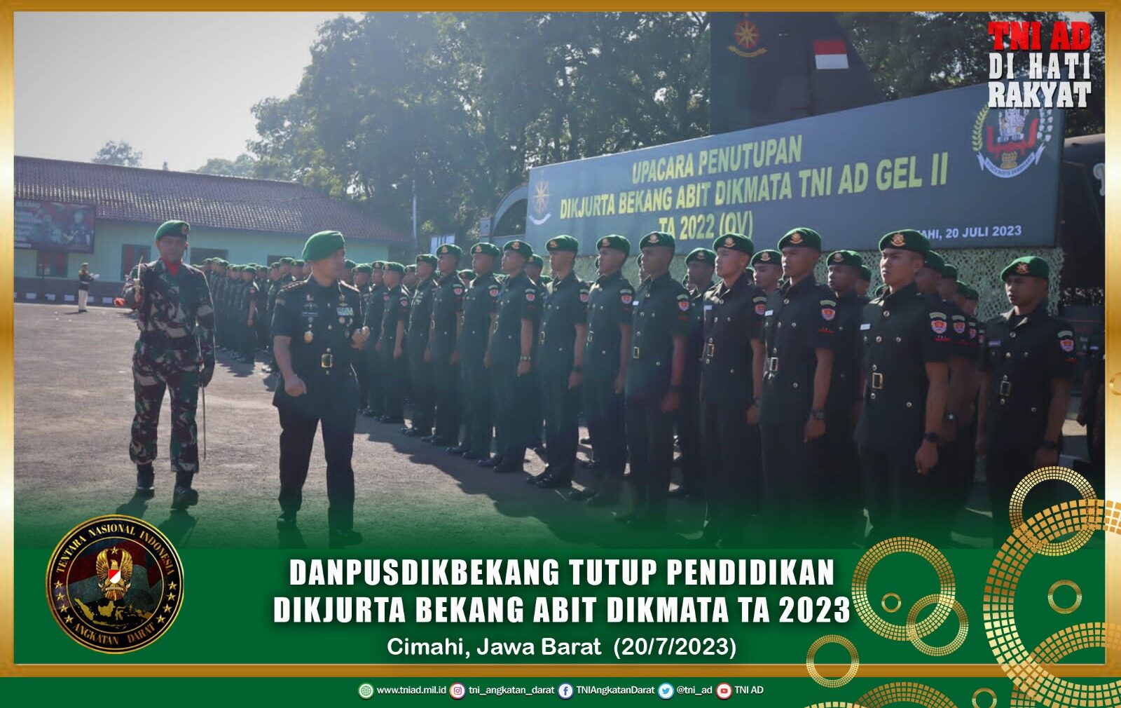 Danpusdikbekang Tutup Pendidikan Dikjurta Bekang Abit DikmataTA 2023