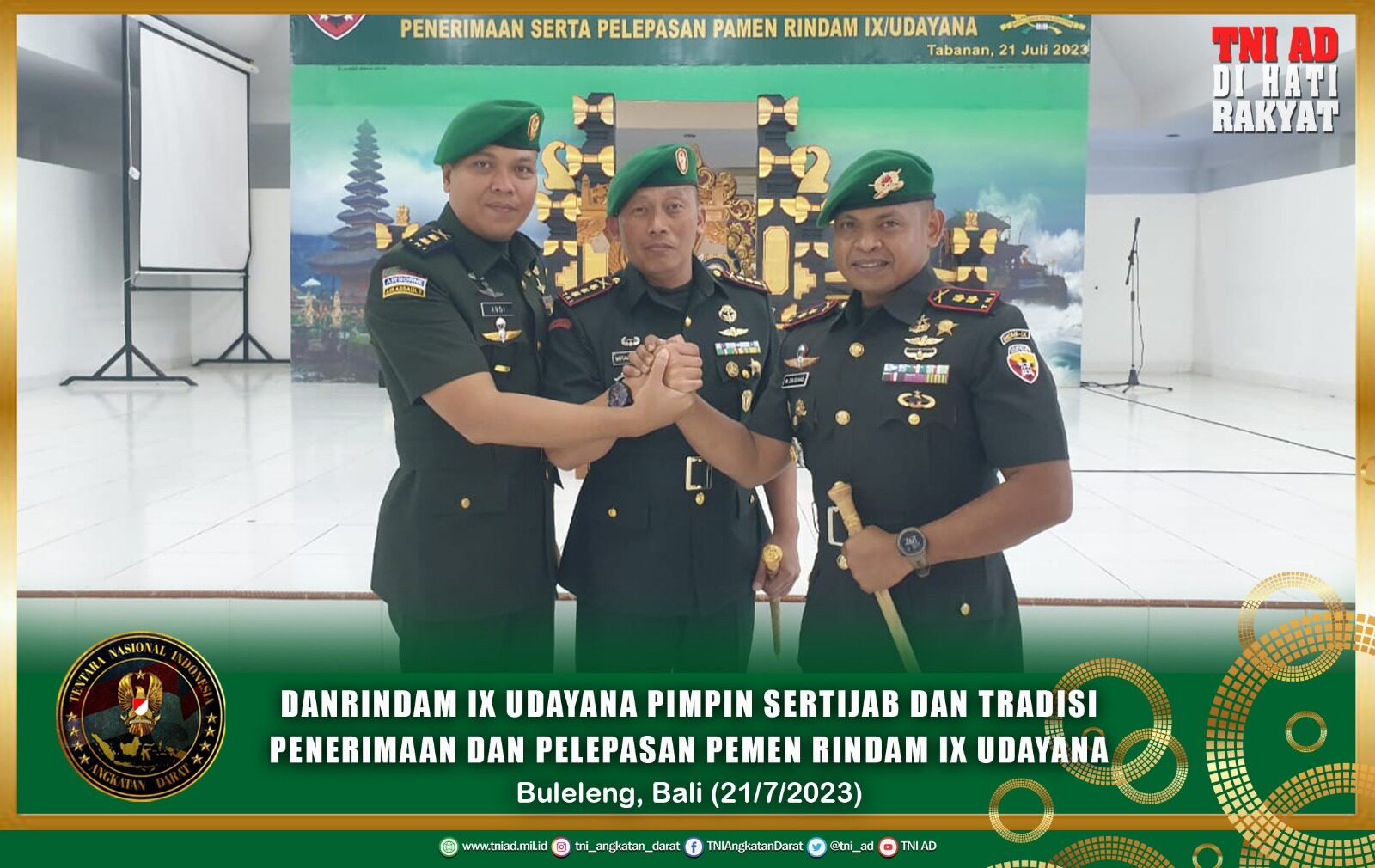 Danrindam IX/Udayana, Pimpin Sertijab Dandodiklatpur, Dansecaba Serta Tradisi Penerimaan Dan Pelepasan Pamen Rindam IX/Udayana