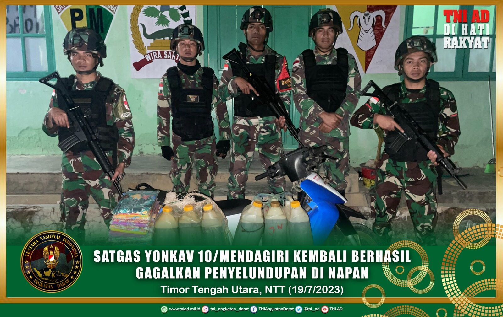 Satgas Yonkav 10/Mendagiri Kembali Berhasil Gagalkan Penyelundupan Di Napan