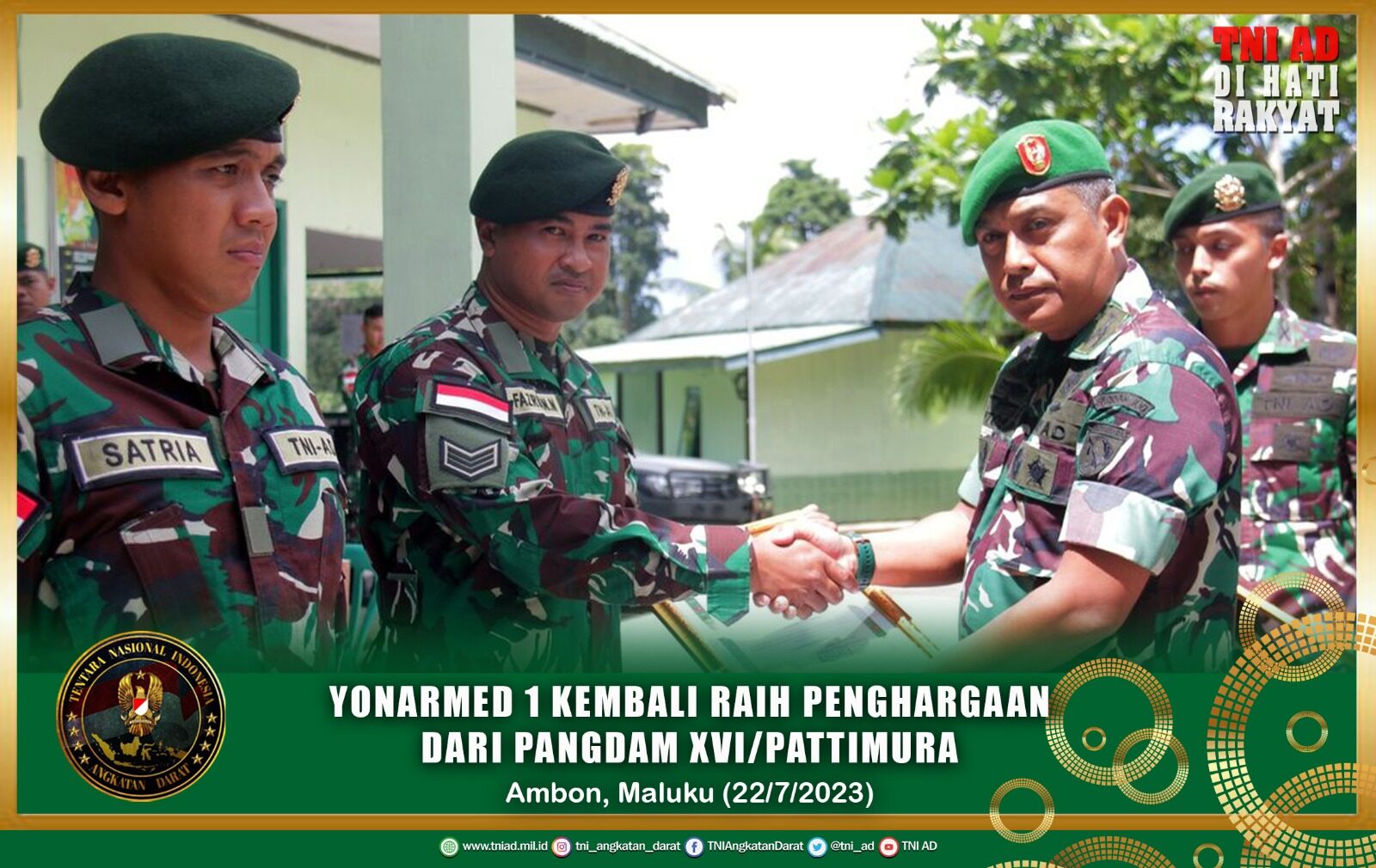 Berhasil Amankan Senapan Serbu, Satgas Yonarmed 1 Kembali Raih Penghargaan dari Pangdam XVI/Pattimura