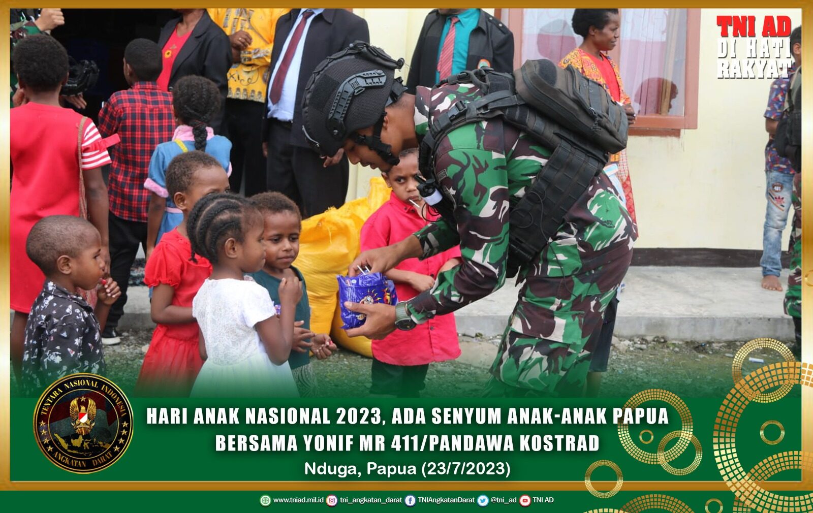 Hari Anak Nasional 2023, Ada Senyum Anak-anak Papua Bersama Yonif MR 411/Pandawa Kostrad