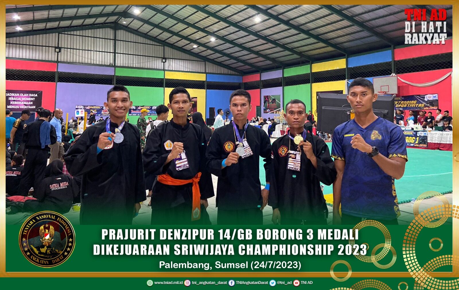 Prajurit Denzipur 14/GB Borong 3 Medali Dikejuaraan Sriwijaya Champhionship 2023