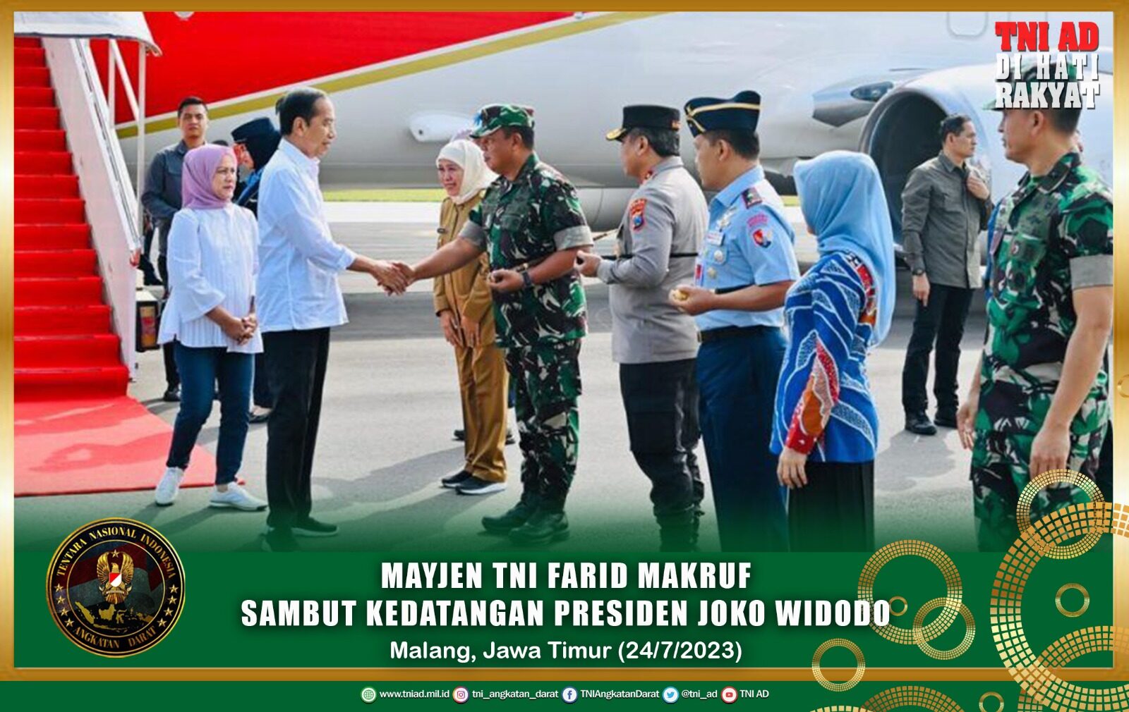 Mayjen TNI Farid Makruf Sambut Kedatangan Presiden Joko Widodo