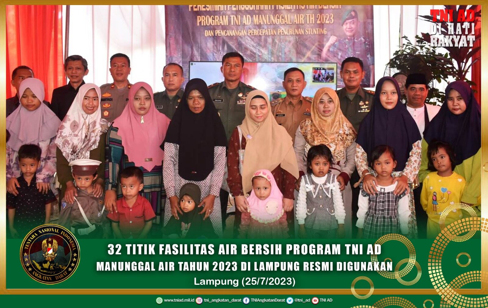 32 Titik Fasilitas Air Bersih Program TNI AD Manunggal Air Tahun 2023 di Lampung Resmi Digunakan