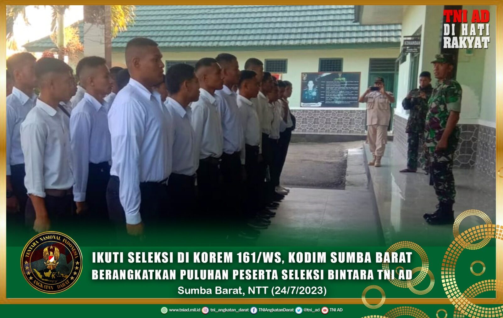 Ikuti Seleksi di Korem 161/WS, Kodim Sumba Barat Berangkatkan Puluhan Peserta Seleksi Bintara TNI AD