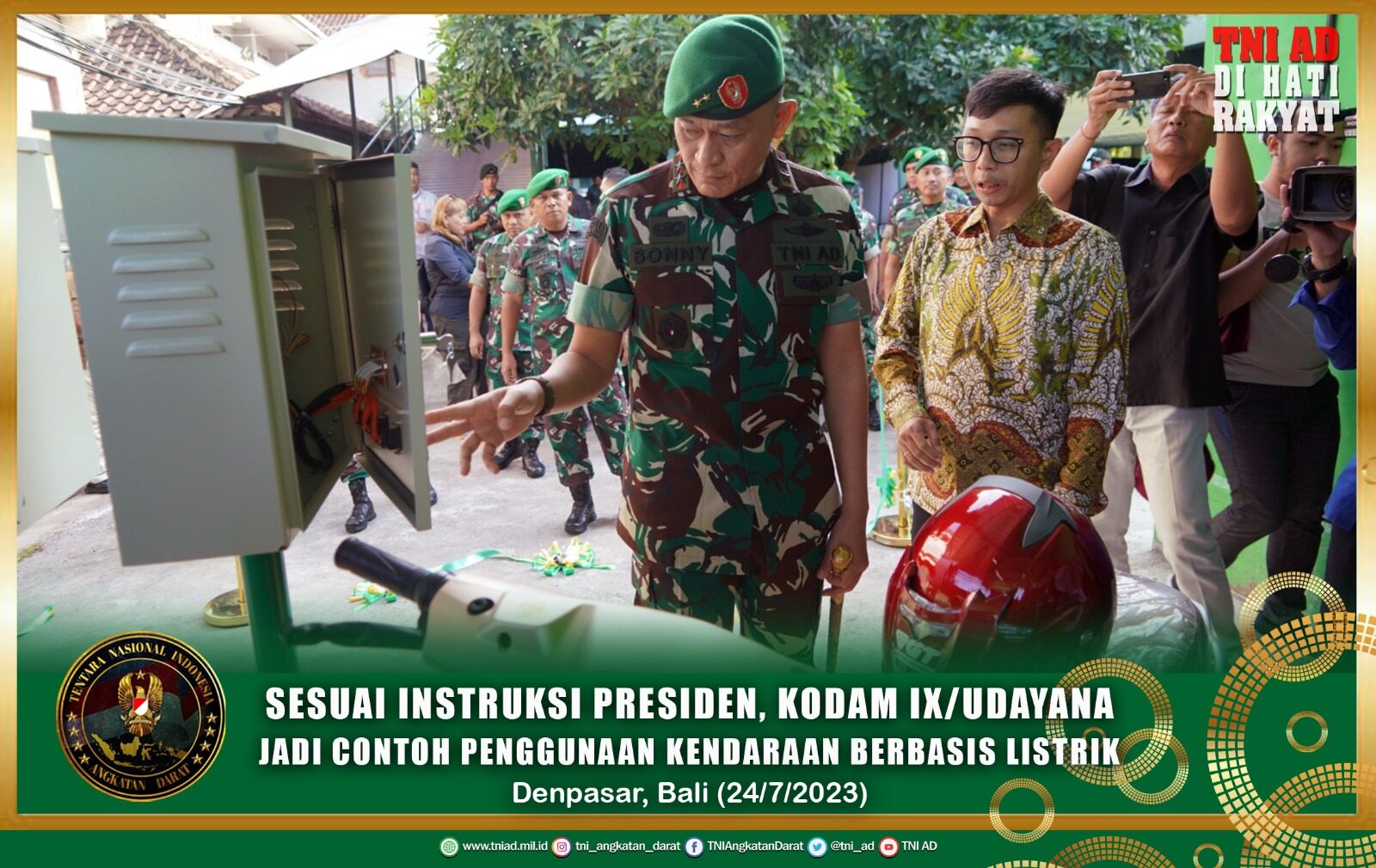 Sesuai Instruksi Presiden, Kodam IX/Udayana Jadi Contoh Penggunaan Kendaraan Berbasis Listrik