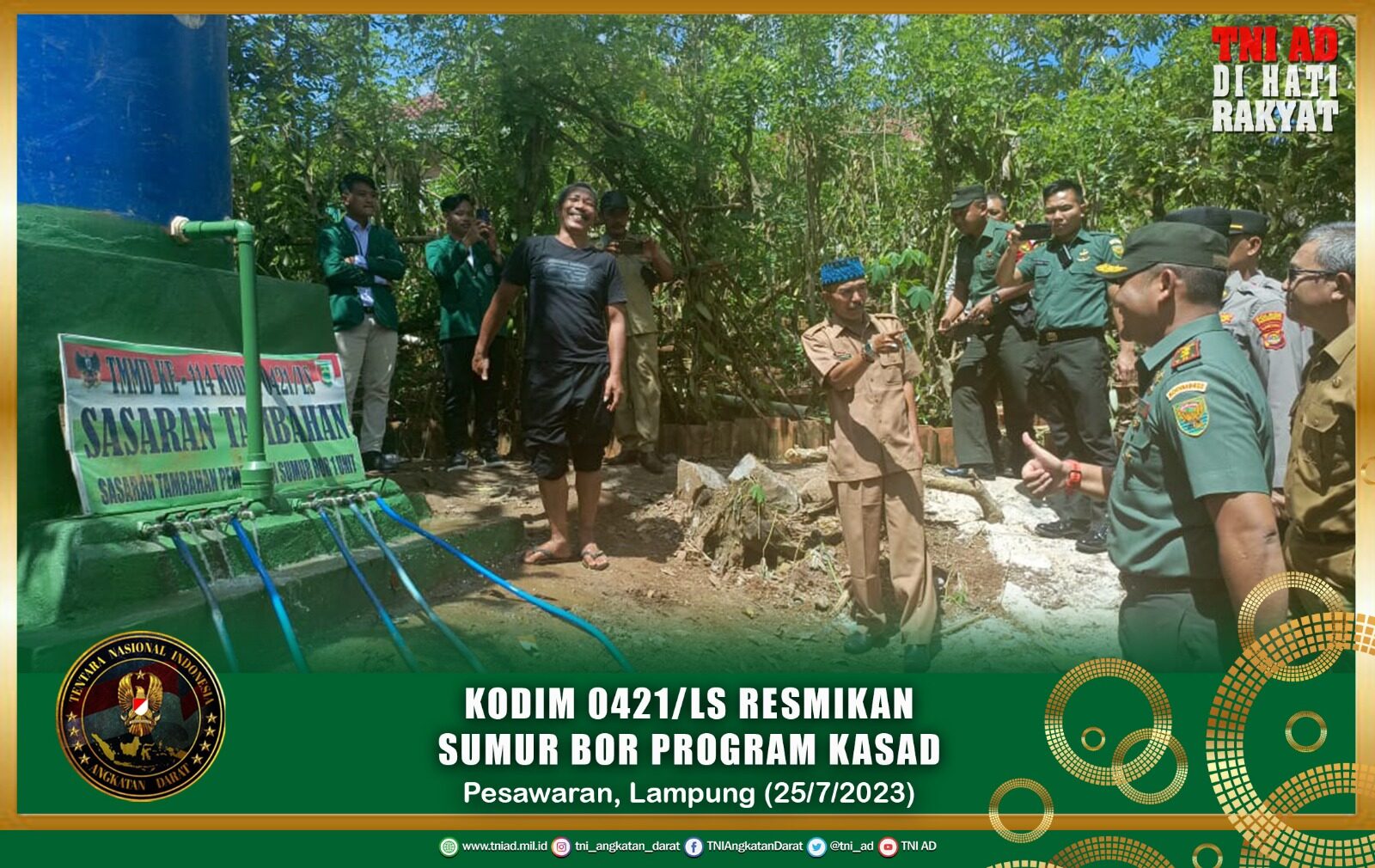 Kodim 0421/LS Resmikan Sumur Bor Program Kasad