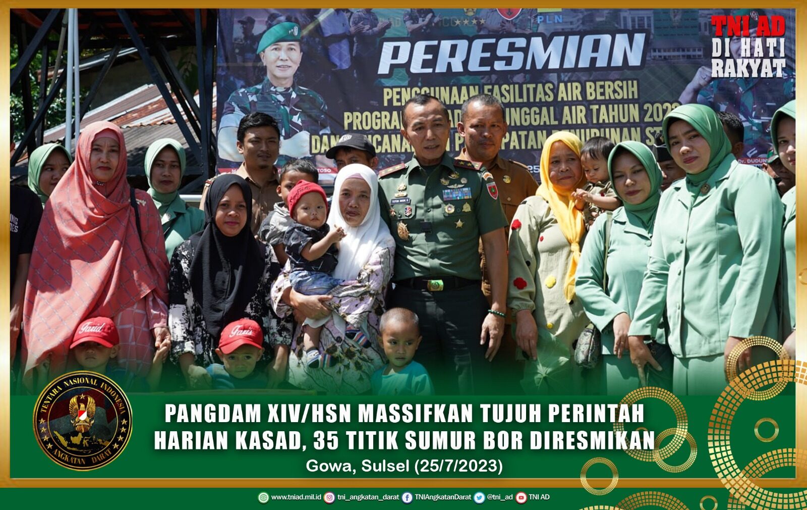 Pangdam XIV/Hsn Massifkan Tujuh Perintah Harian Kasad, 36 Titik Sumur Bor di Wilayah Teritorial Kodam XIV/Hsn Diresmikan