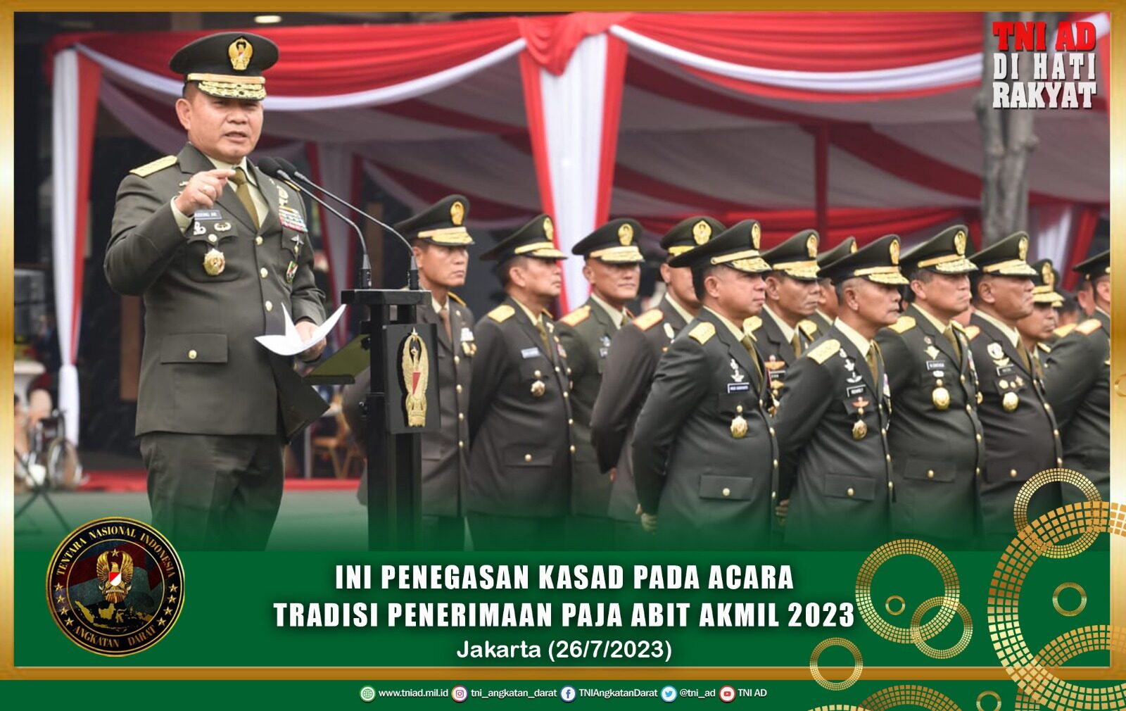 Ini Penegasan Kasad Pada Acara Tradisi Penerimaan Paja Abit Akmil 2023