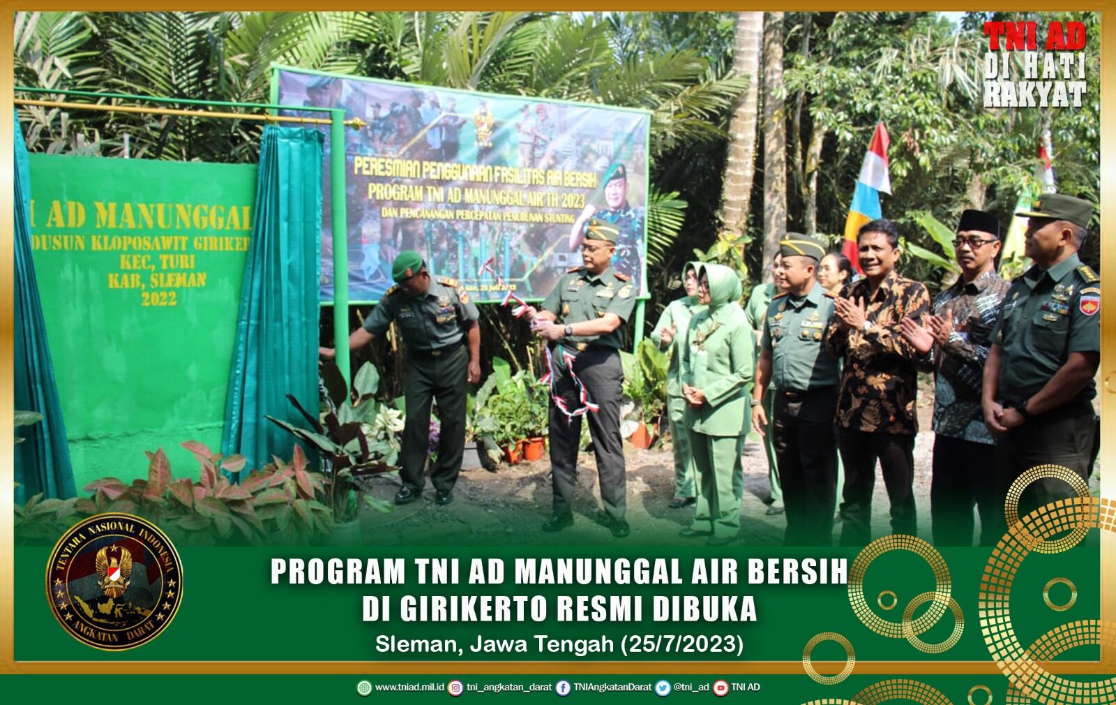 Program TNI AD Manunggal Air Bersih di Girikerto Resmi Dibuka