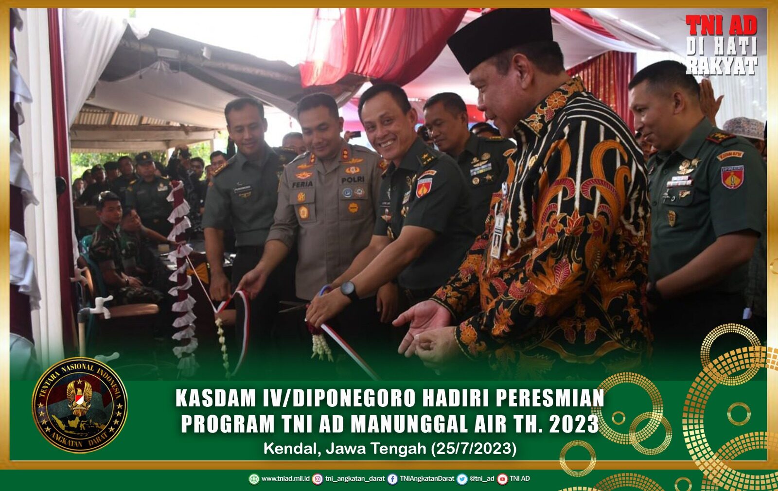 Kasdam IV/Diponegoro Hadiri Peresmian Program TNI AD Manunggal Air TH. 2023 dan Pencanangan Percepatan Penurunan Stunting