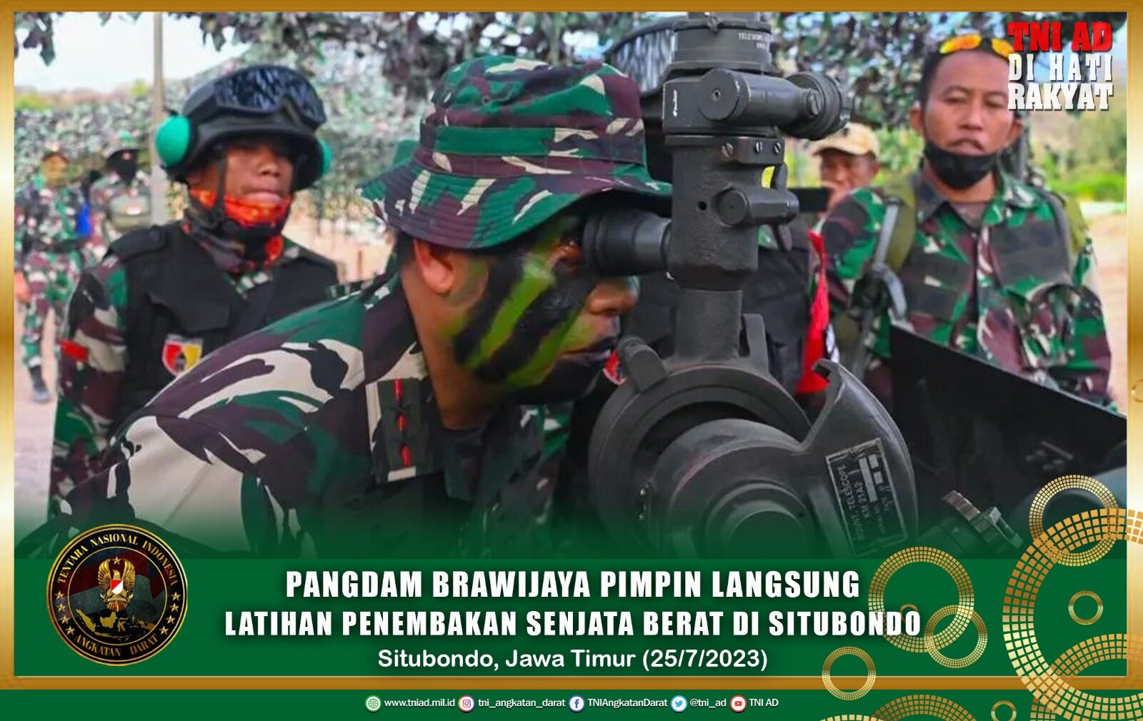 Pangdam Brawijaya Pimpin Langsung Latihan Penembakan Senjata Berat di Situbondo