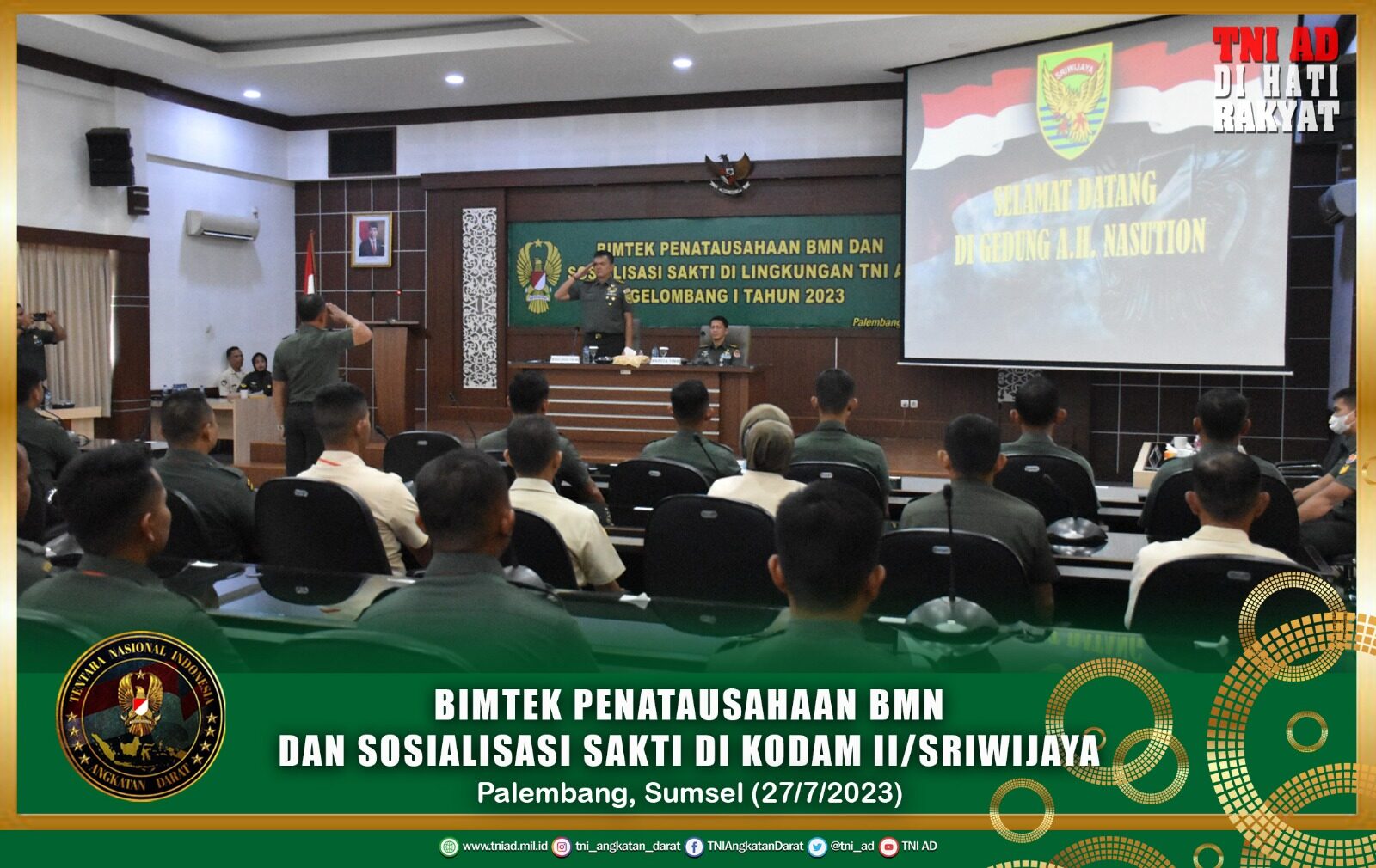 Bimtek Penatausahaan BMN dan Sosialisasi Sakti di Kodam II/Sriwijaya