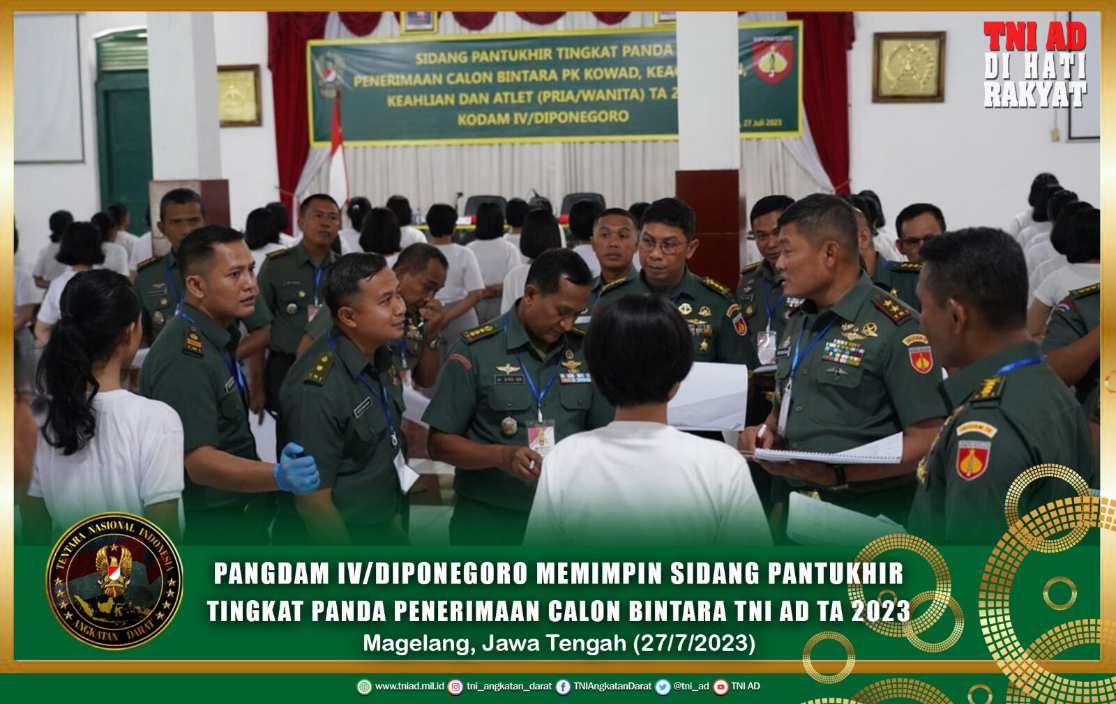 Pangdam IV/Diponegoro Memimpin Sidang Pantukhir Tingkat Panda Penerimaan Calon Bintara TNI AD TA 2023