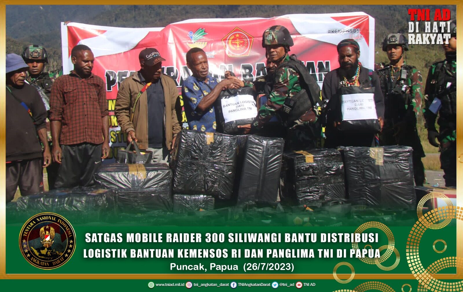 Satgas Mobile Raider 300 Siliwangi Bantu Distribusi Logistik Bantuan Kemensos RI dan Panglima TNI Di Papua