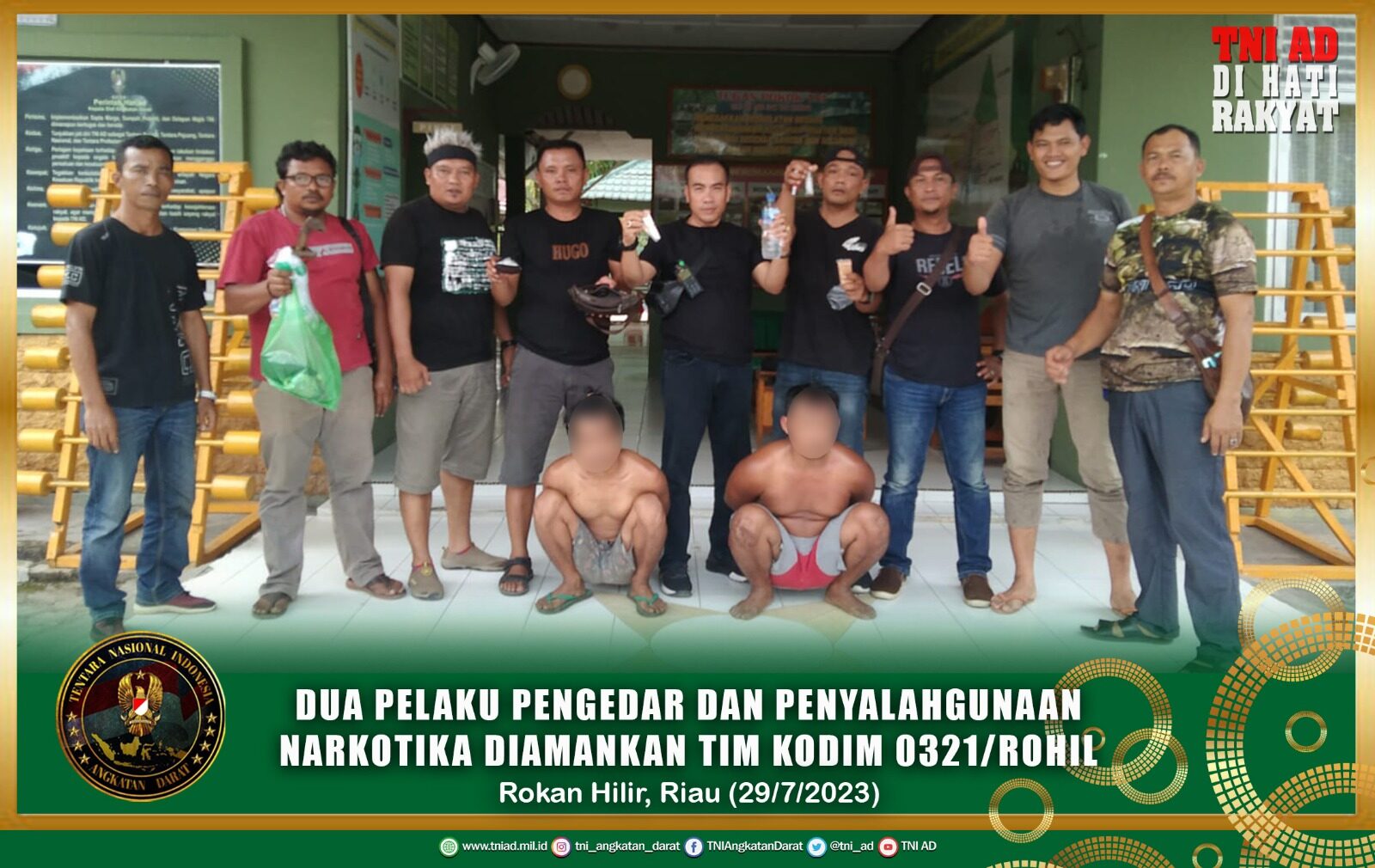Dua Pelaku Pengedar dan Penyalahgunaan Narkotika Diamankan Tim Kodim 0321/ Rohil