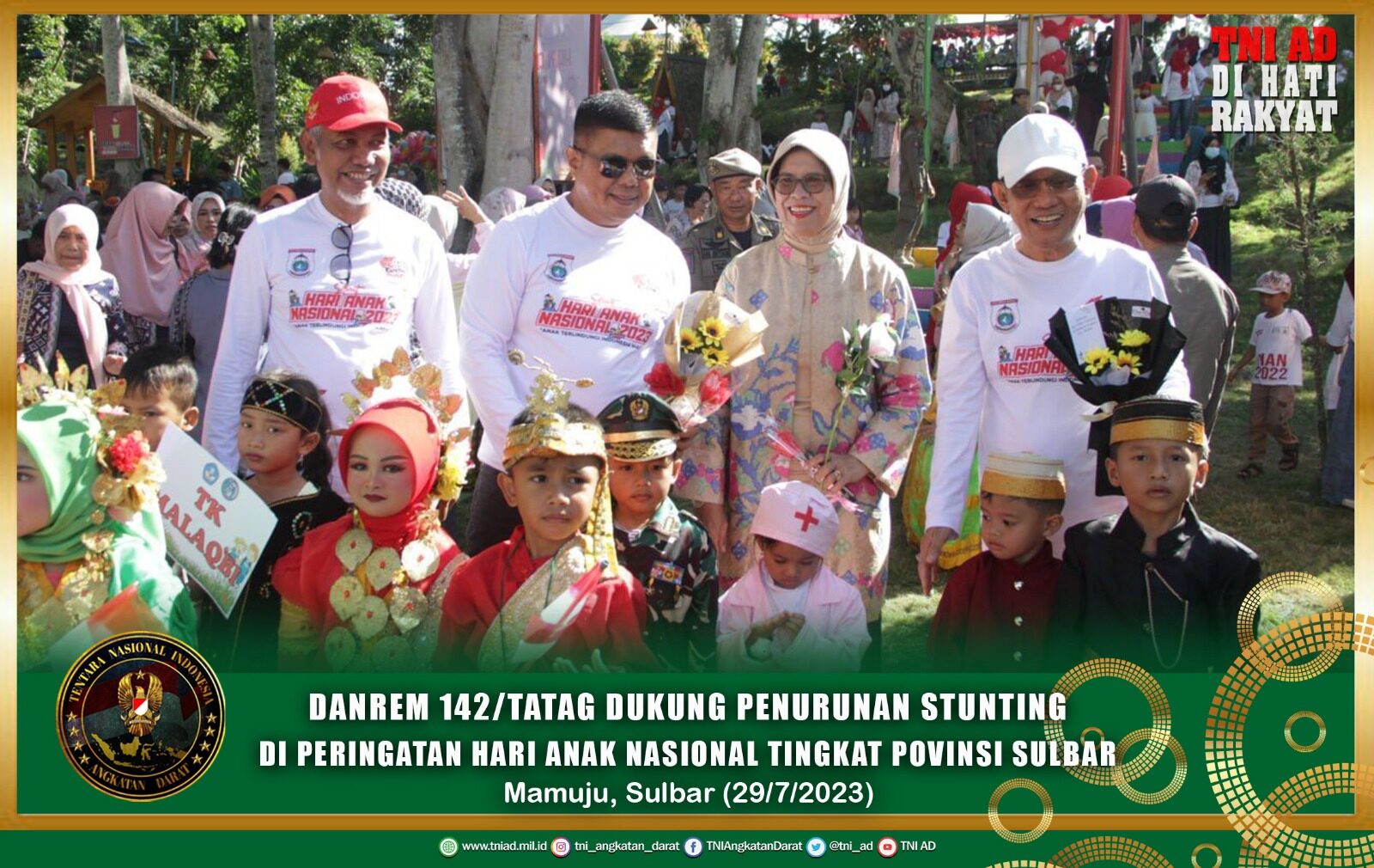 Danrem 142/Tatag Dukung Penurunan Stunting di Peringatan Hari Anak Nasional Tingkat Provinsi Sulbar