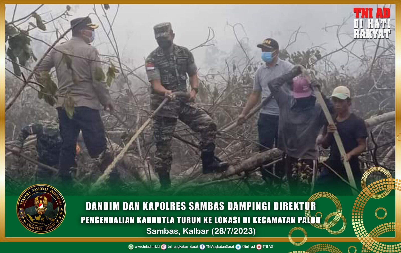 Dandim dan Kapolres Sambas Dampingi Direktur Pengendalian Karhutla Turun ke Lokasi Di Kecamatan Paloh