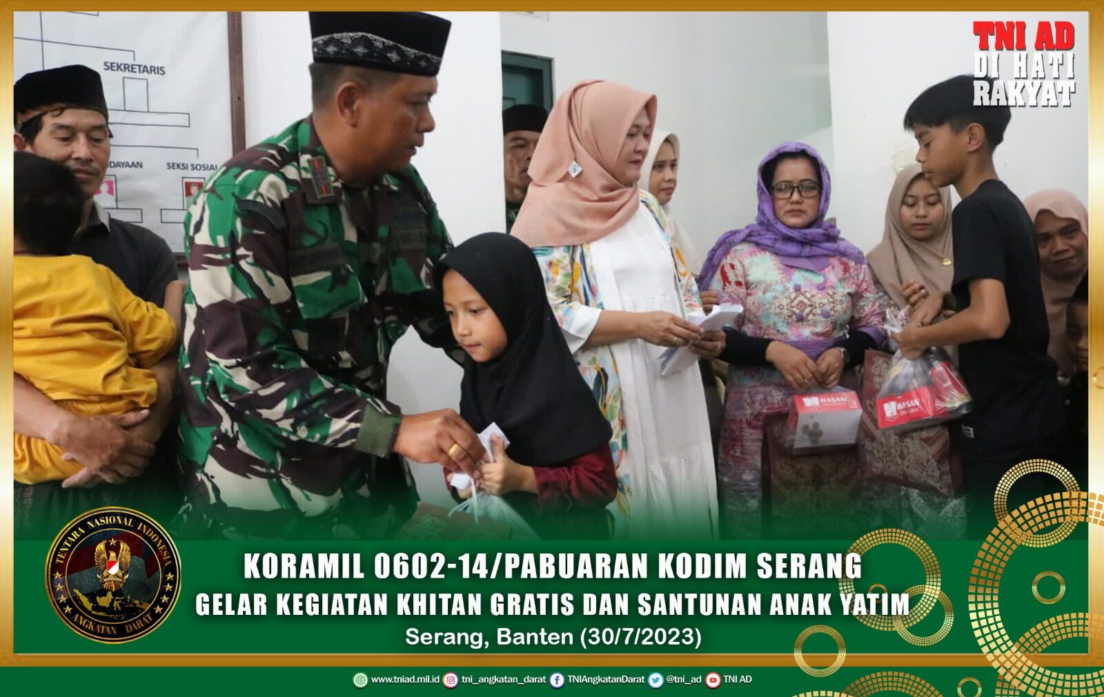 Koramil 0602-14/Pabuaran Kodim Serang Gelar Kegiatan Khitan Gratis Dan Santunan Anak Yatim