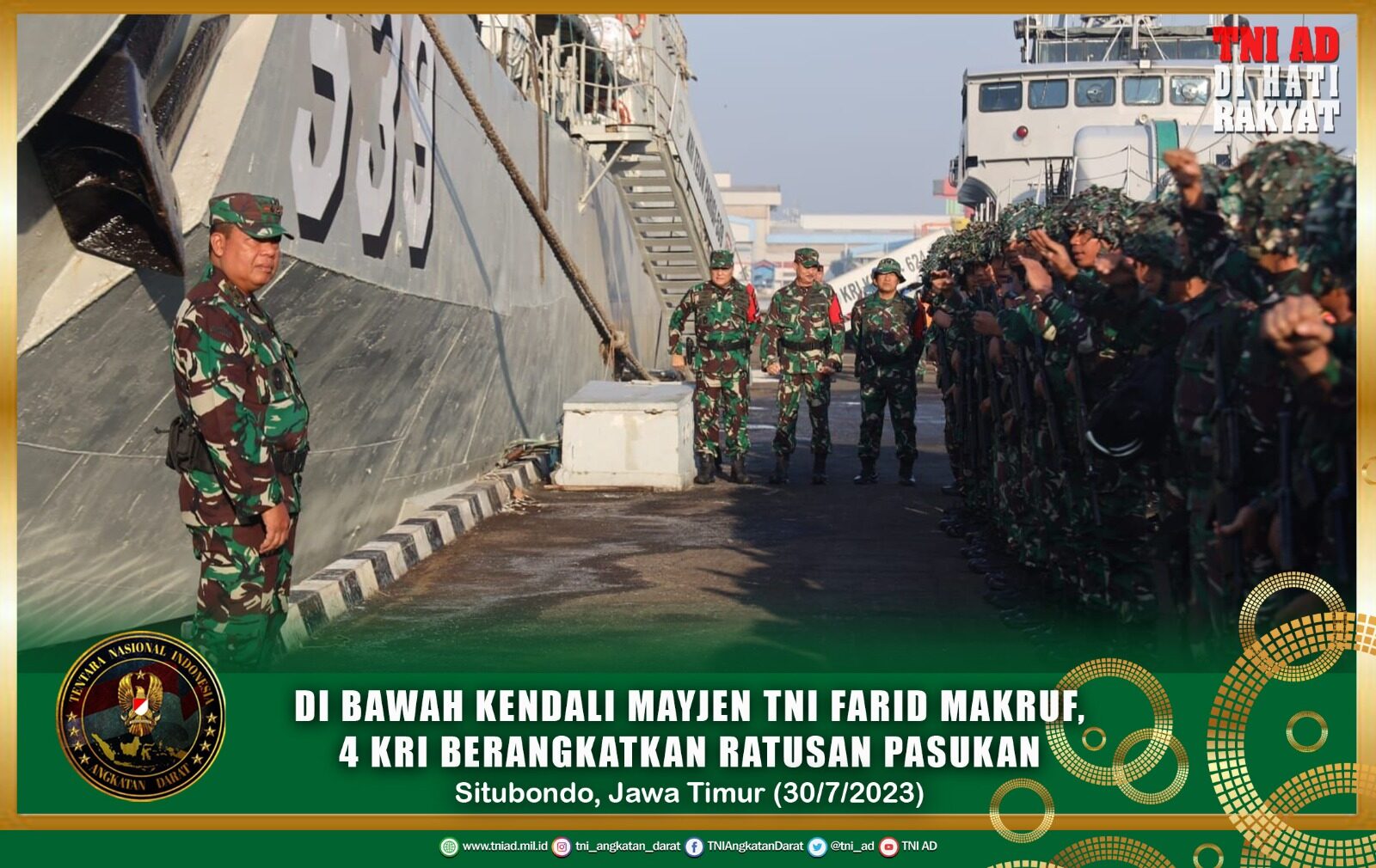 Di bawah Kendali Mayjen TNI Farid Makruf, 4 KRI Berangkatkan Ratusan Pasukan