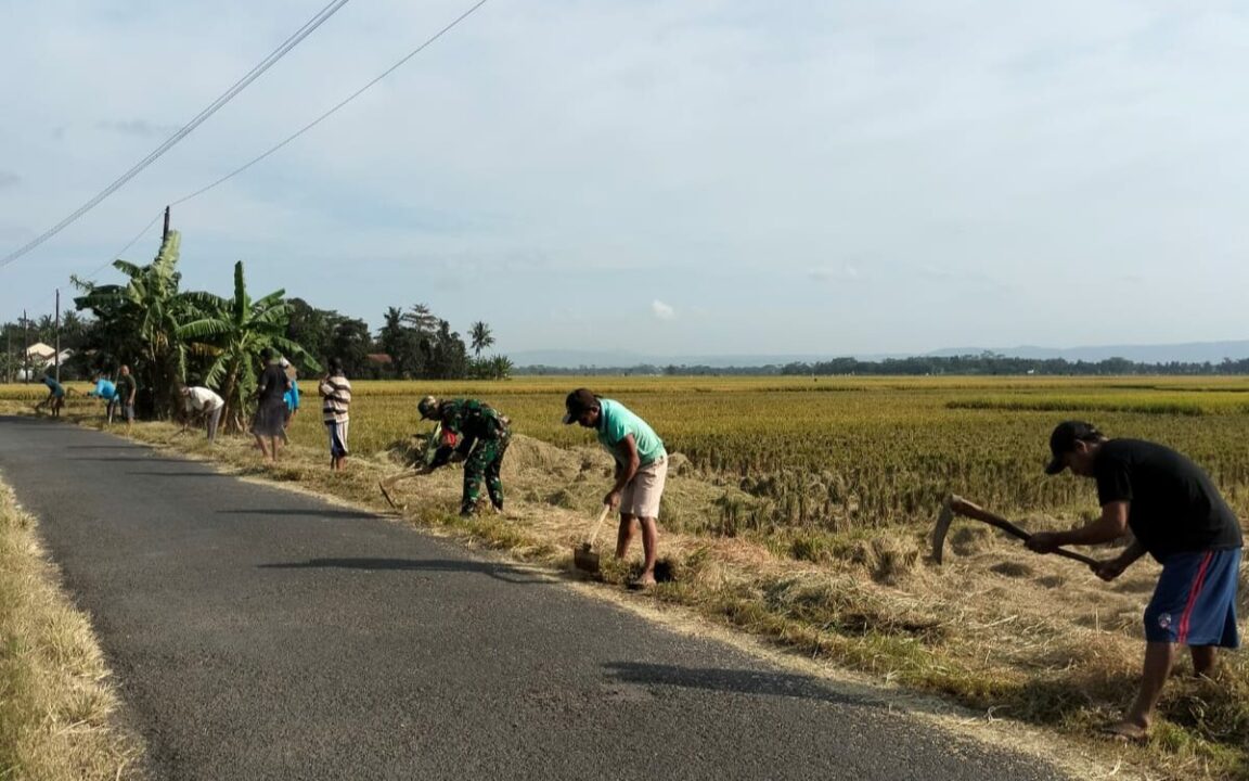 Sambut HUT RI Ke 78, Babinsa Bersama Warga Melaksanakan Kerja Bakti