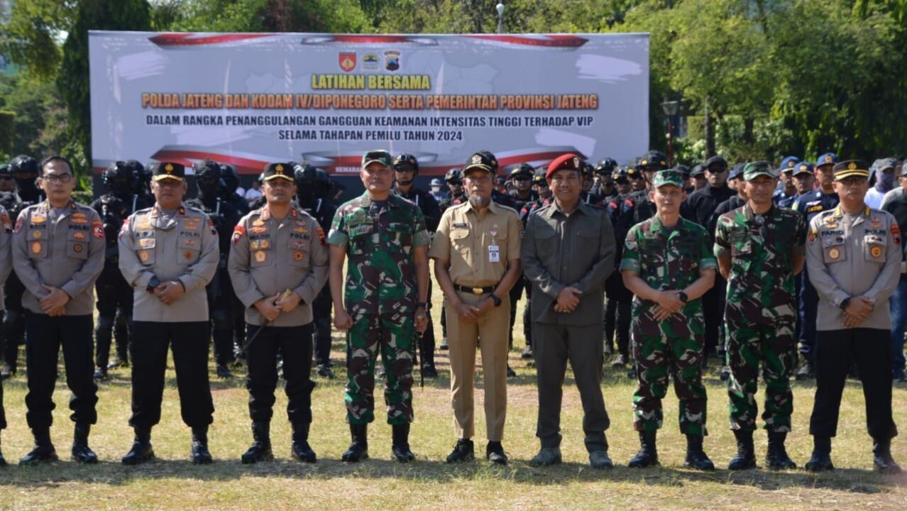 Hadapi Potensi Kerawanan Pemilu 2024 Kodam IV/Diponegoro, Polda Jateng dan Pemprov Jateng Gelar Latihan Bersama