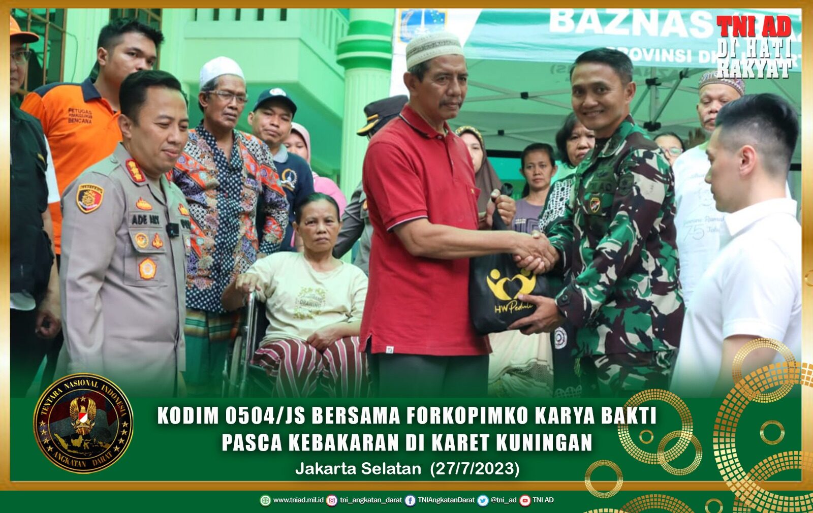 Kodim 0504/JS Bersama Forkopimko Karya Bakti Pasca Kebakaran Di Karet Kuningan