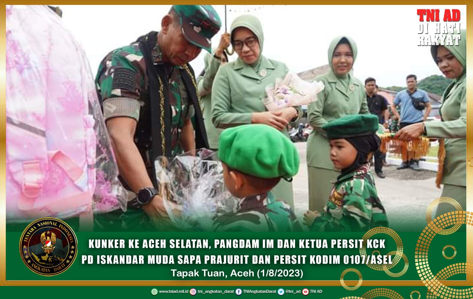 Kunker ke Aceh Selatan, Pangdam IM dan Ketua Persit KCK PD Iskandar Muda Sapa Prajurit dan Persit Kodim 0107/Asel