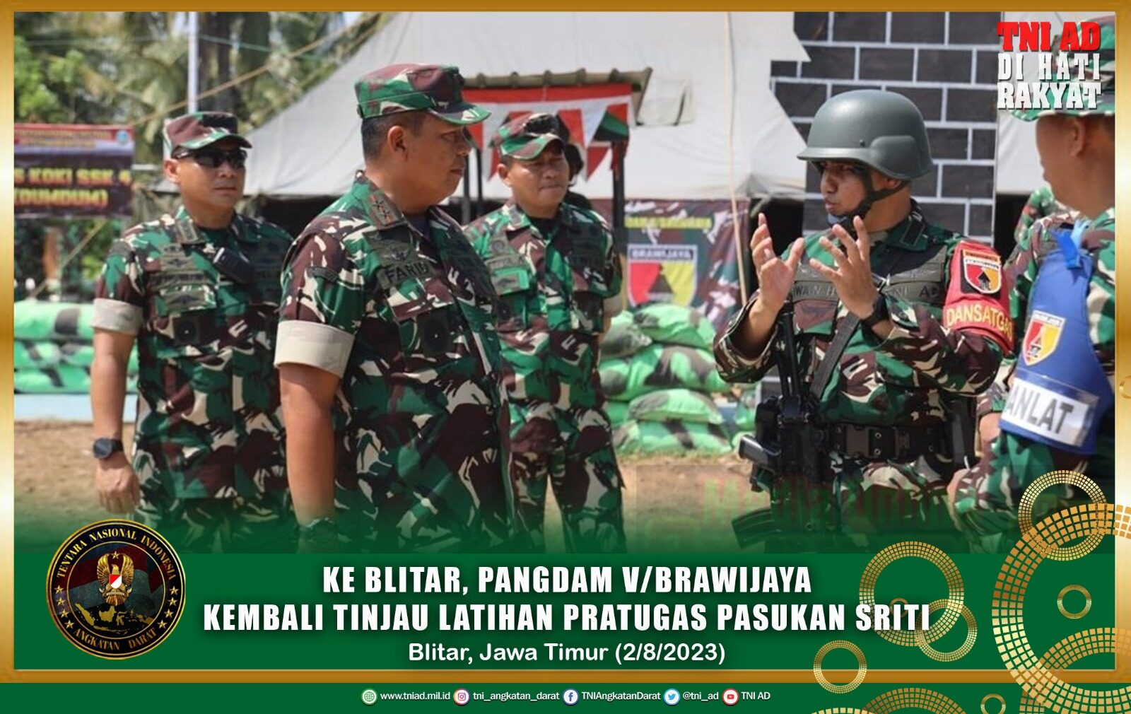 Ke Blitar, Pangdam V/Brawijaya Kembali Tinjau Latihan Pratugas Pasukan Sriti